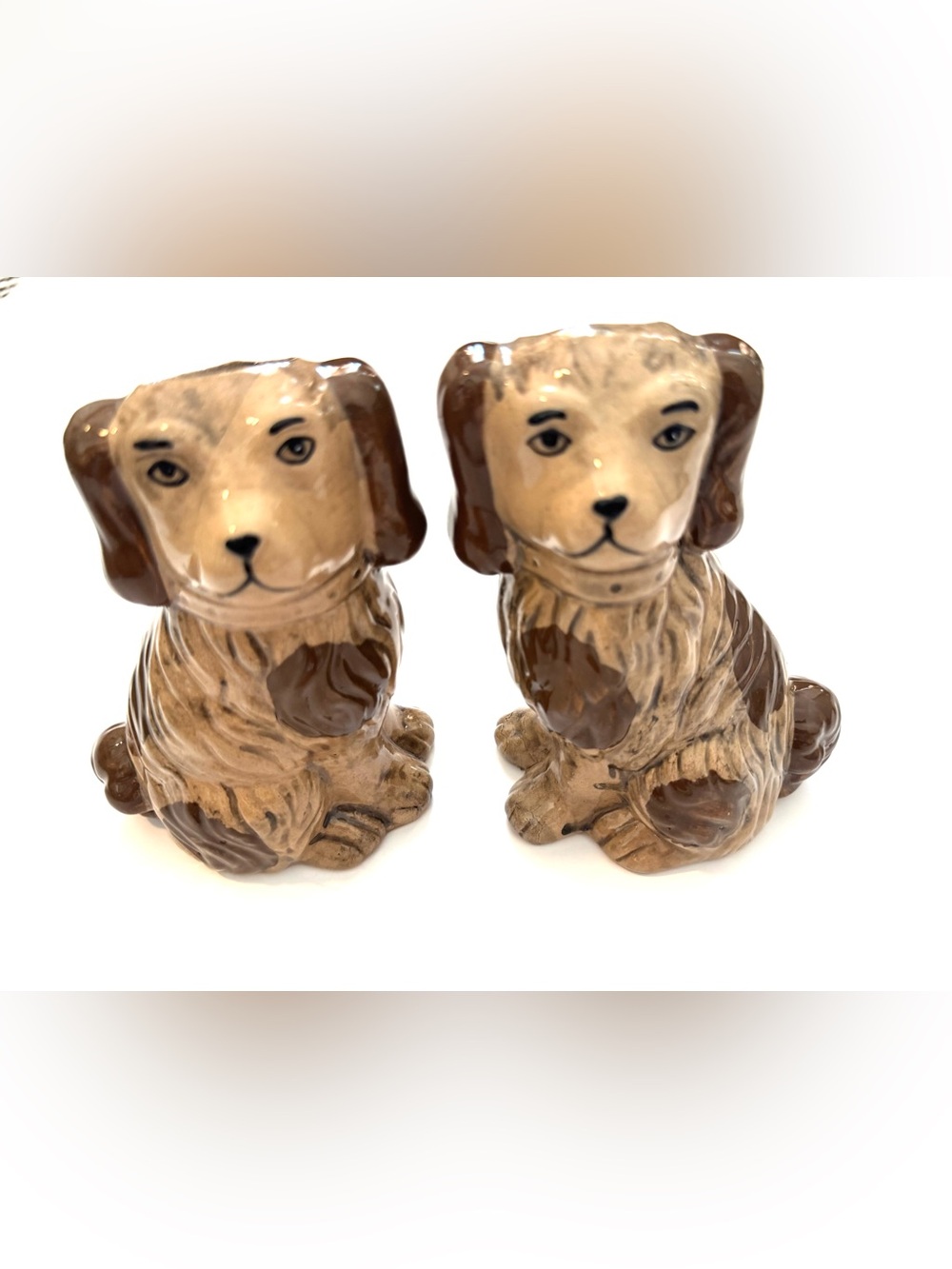 Vintage Inspired Set of Two English Staffordshire Dog Planters